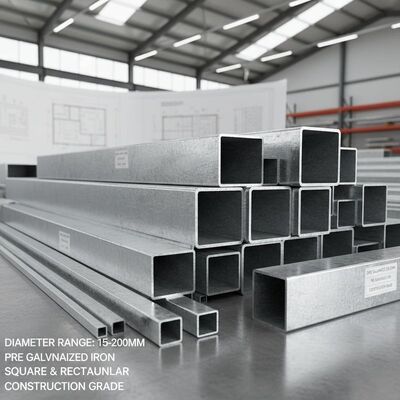 Diameter Range 15mm To 200mm Pre Galvanized Iron Pipe In Square And Rectangular Section Shapes For Construction